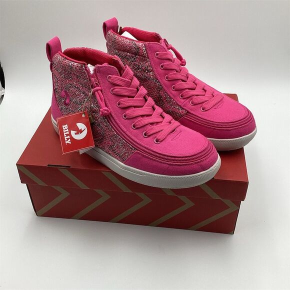 BILLY Girls' High-Top Sneakers Size Pink Snake Wide-Width Zip
